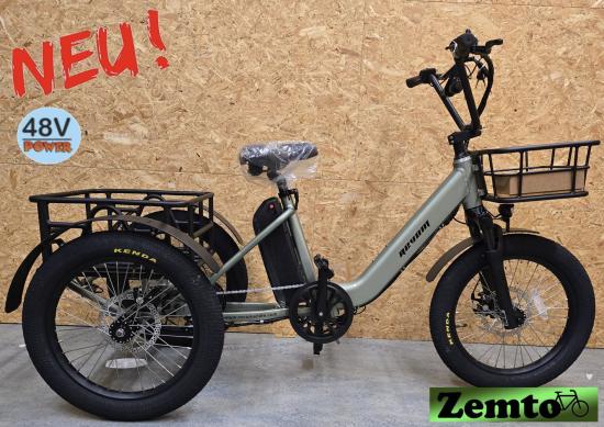 Elektro Dreirad Zemto-Mover T1, 720 WH, Mittelmotor grün-grau